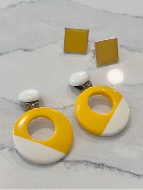 Bundle of French Vintage Jaune Soleil Clip-On Earrings